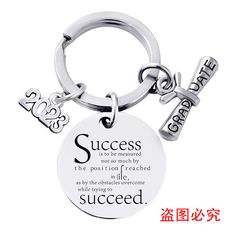 Wholesale Graduation Season Gift Lettering Round Metal Keychain